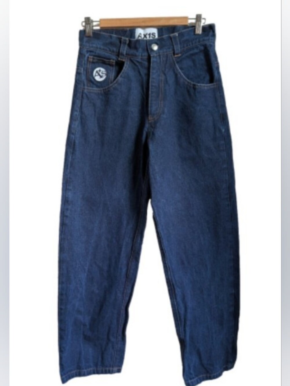 AX1S Dark Blue Denim Streetwear Casual Contemporary Baggy Fit Jeans Size 32